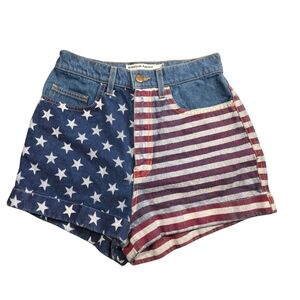 American Apparel 100% Cotton American Flag Denim Shorts Summer Festival Size 26